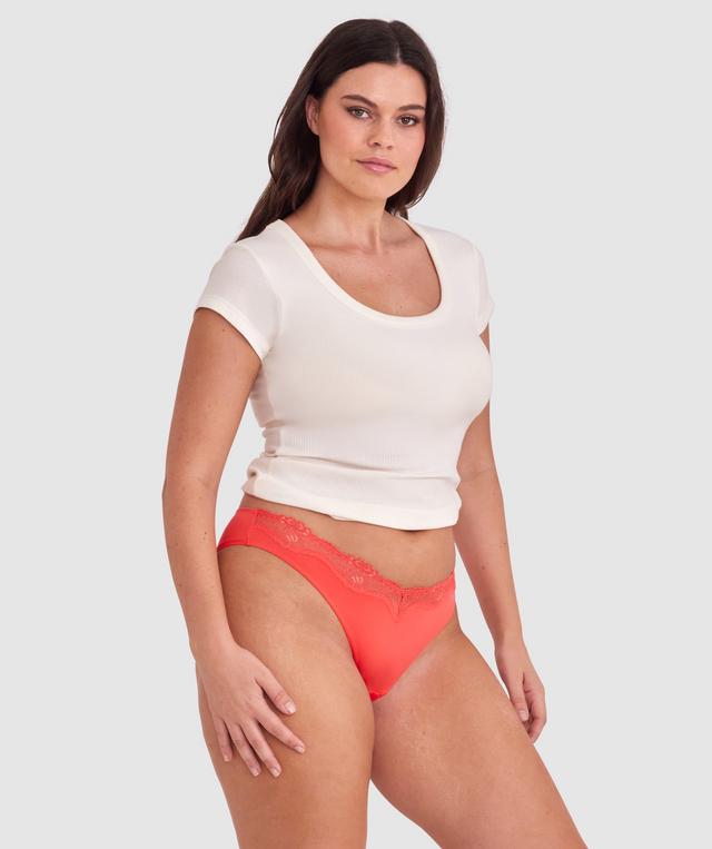 Made For Micro Lace Brazilian Knicker - Light Red