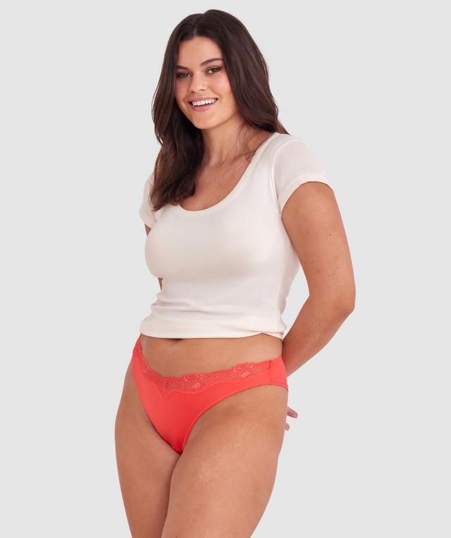 Made For Micro Lace Brazilian Knicker - Light Red