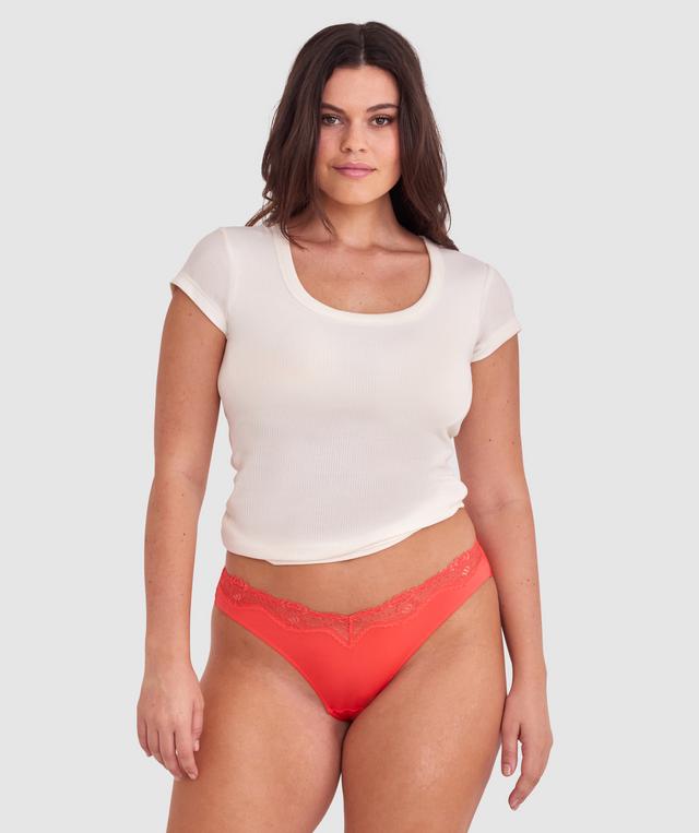 Made For Micro Lace Brazilian Knicker - Light Red