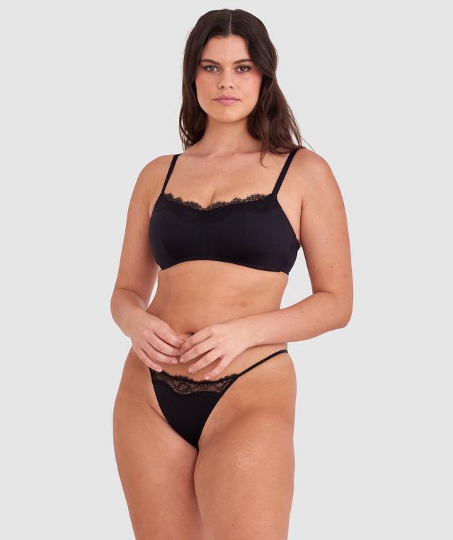 Made For Micro Lace High Leg G String - Black