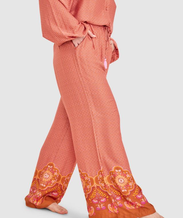 Matilda Long Pant - Rust Geometric