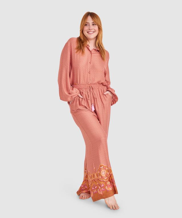 Matilda Long Pant - Rust Geometric