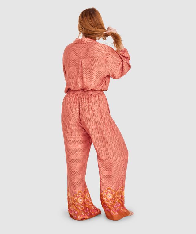 Matilda Long Pant - Rust Geometric