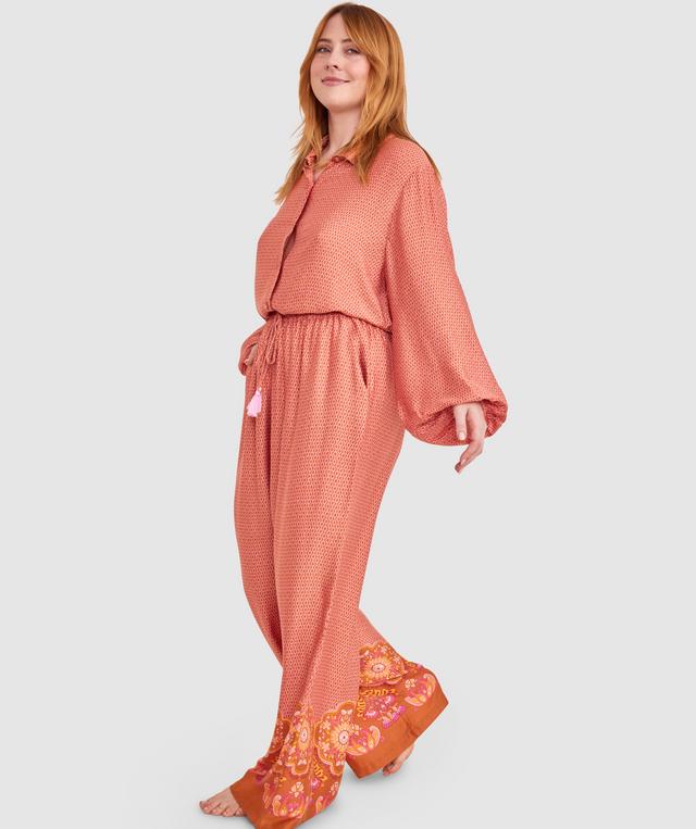 Matilda Long Pant - Rust Geometric