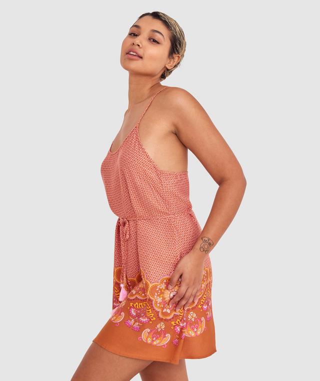 Matilda Short Slip - Rust Geometric