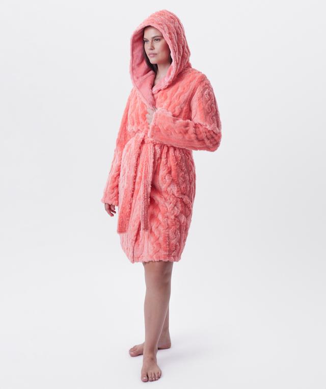 Maxine Short Hooded Gown - Dark Coral