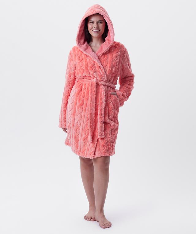 Maxine Short Hooded Gown - Dark Coral