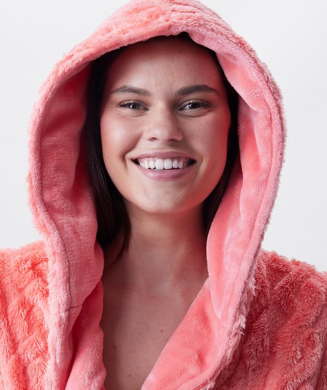 Maxine Short Hooded Gown - Dark Coral