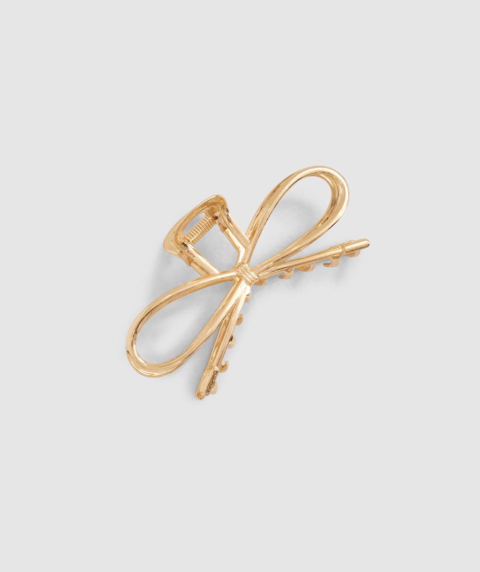 Metal Bow Hair Clip - Gold
