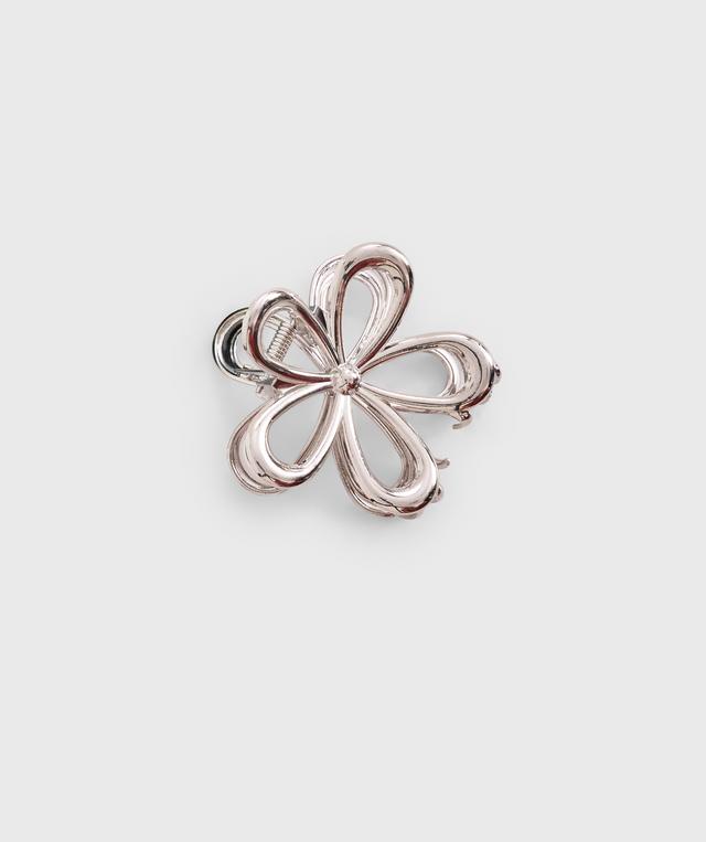 Metal Flower Hair Clip - Silver