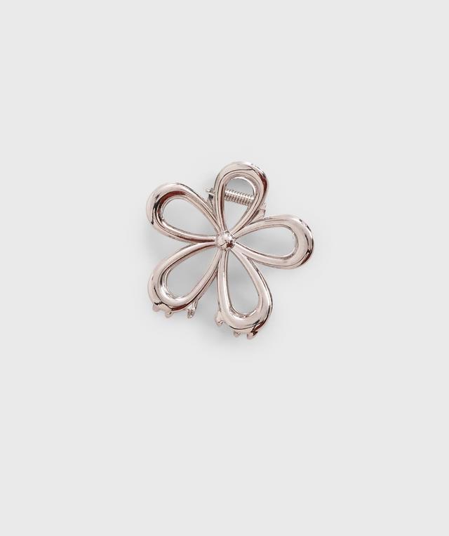 Metal Flower Hair Clip - Silver