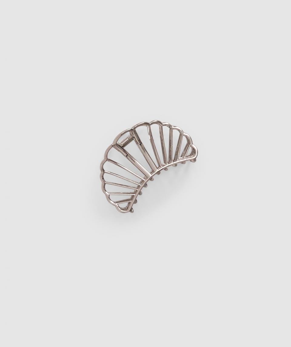 Metal Shell Hair Clip - Silver