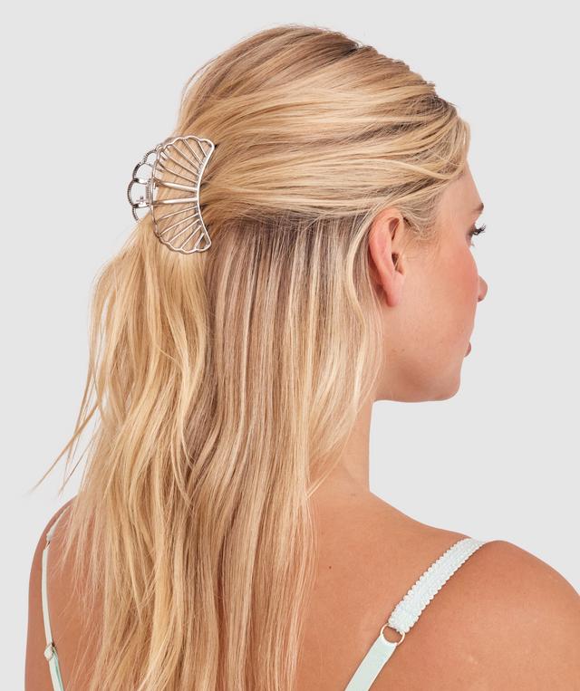 Metal Shell Hair Clip - Silver