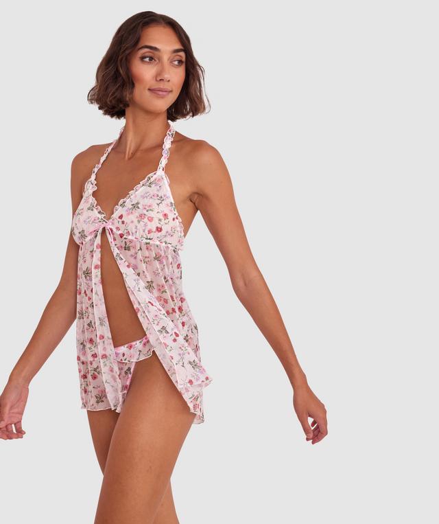 Mia Babydoll Slip - Ivory Floral Print