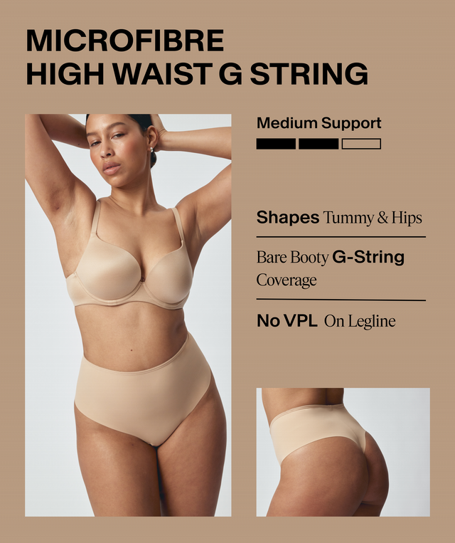 Microfibre High Waist G-String Knicker - Nude