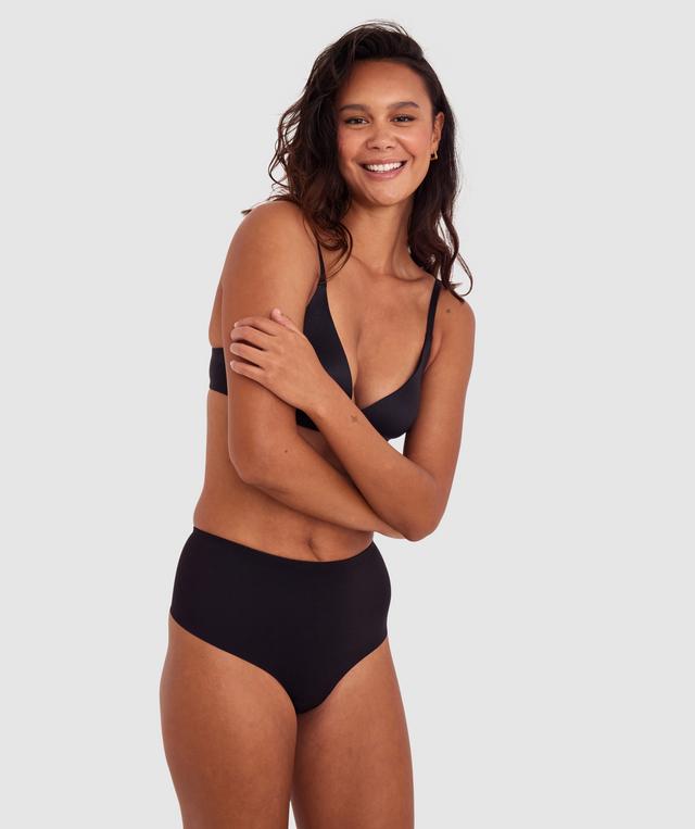 Microfibre High Waist G-String Knicker - Black