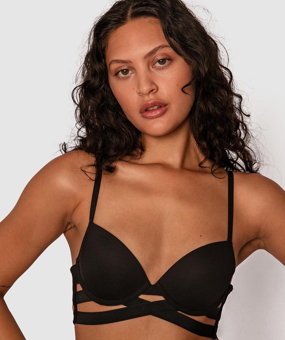 Misty Longline Push Up Bra - Black