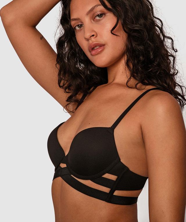 Misty Longline Push Up Bra - Black