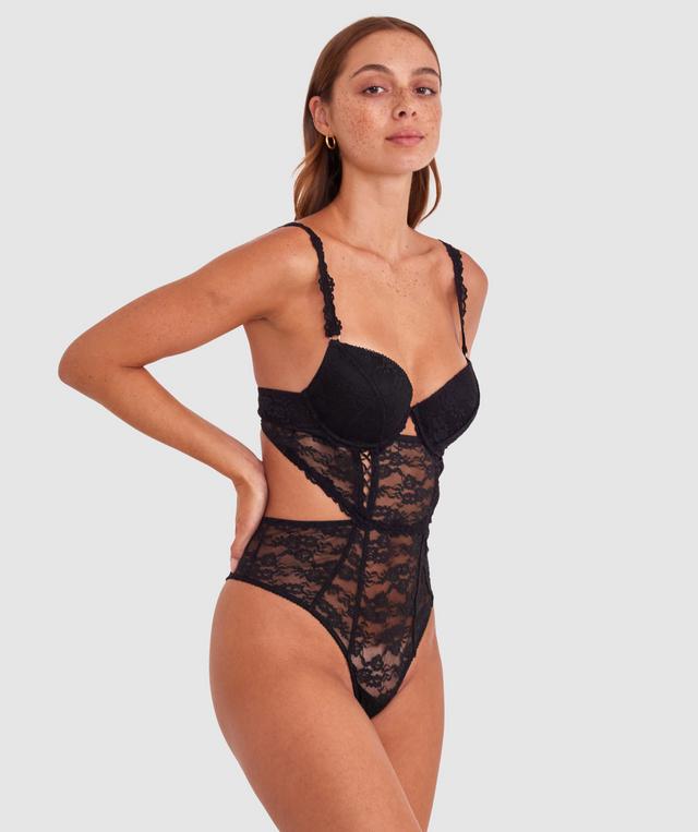 Monique Push Up Bodysuit - Black