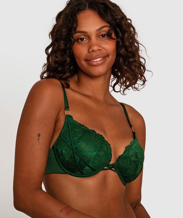 Nara Plunge Contour Bra - Dark Green