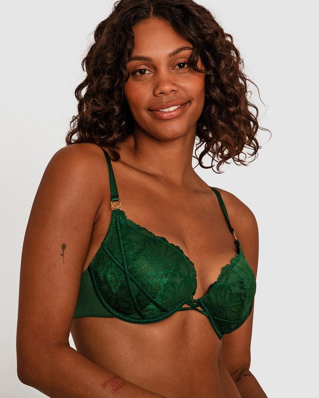 Nara Plunge Contour Bra - Dark Green