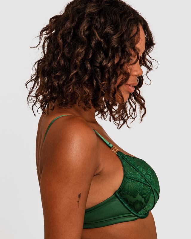 Nara Plunge Contour Bra - Dark Green