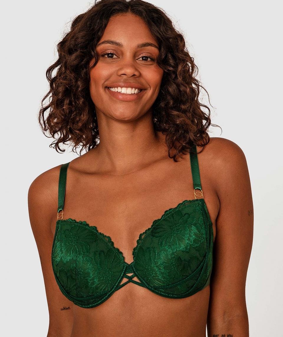 Nara Plunge Full Cup Bra - Dark Green