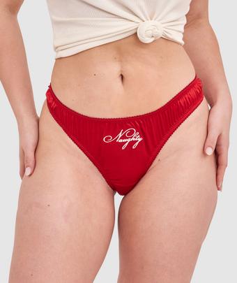 Naughty Or Nice G String-Dark Red / Cream (Dark Red / Cream)