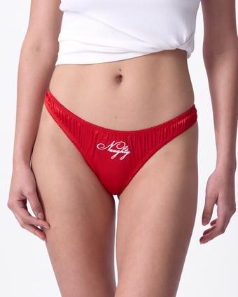 Naughty Or Nice G String-Dark Red / Cream