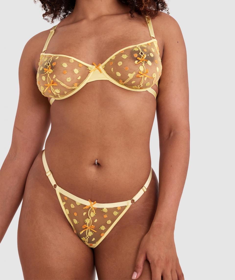 Night Games Amalfi Underwire Bra & Mini V Set - Yellow