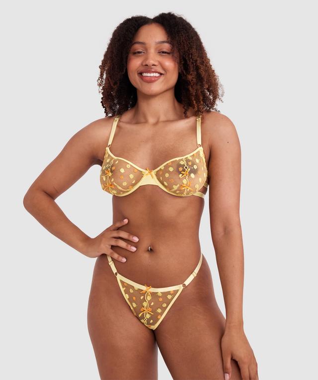 Night Games Amalfi Underwire Bra & Mini V Set - Yellow