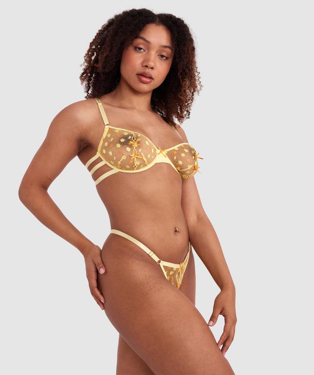 Night Games Amalfi Underwire Bra & Mini V Set - Yellow