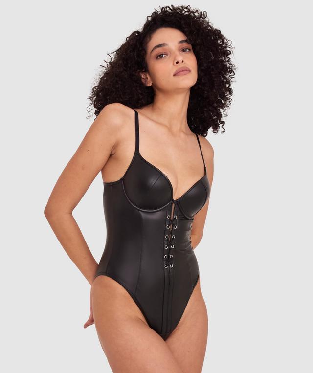 Night Games Baddie Push Up Bodysuit - Black