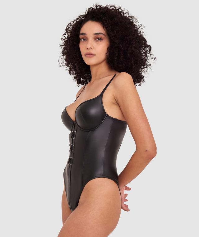 Night Games Baddie Push Up Bodysuit - Black