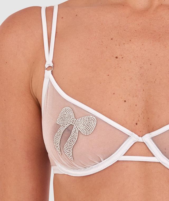 Night Games Bedazzle Me Unlined Bra & String Set - Silver