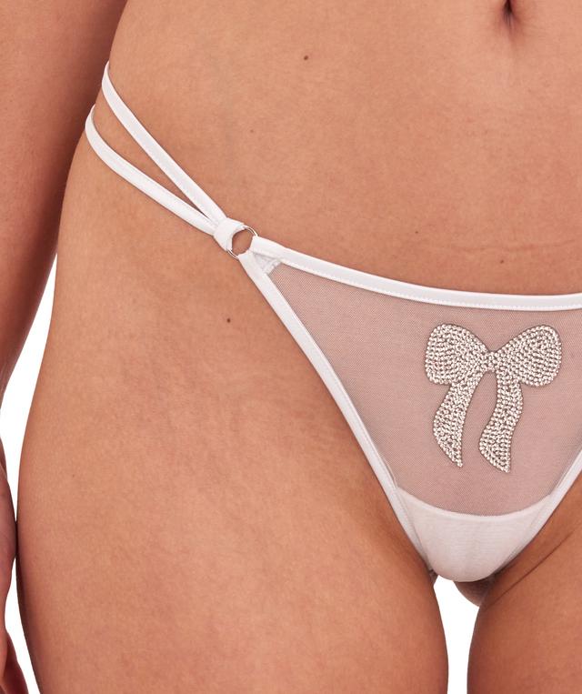 Night Games Bedazzle Me Unlined Bra & String Set - Silver