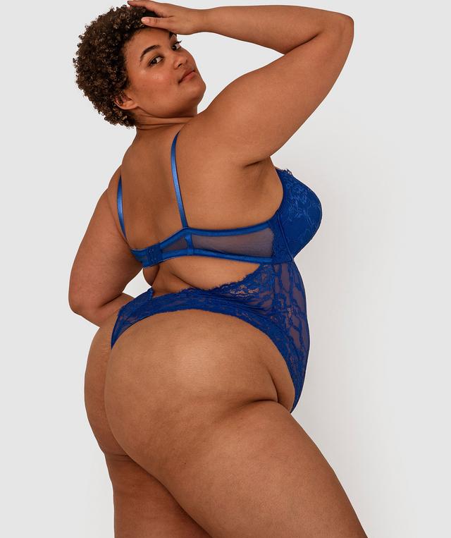 Night Games Bejewelled Push Up Bodysuit - Cobalt Blue