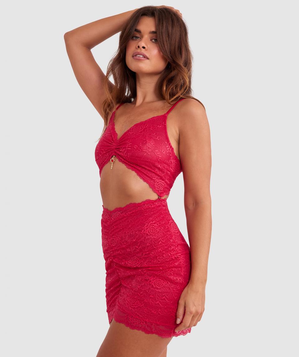 Night Games Bleeding Hearts 2 Piece Slip - Red