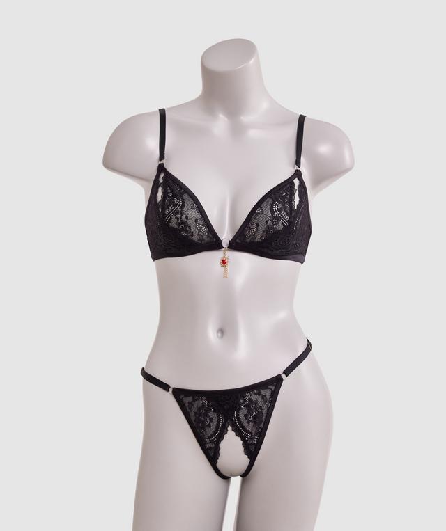 Night Games Bleeding Hearts Crotchless & Cupless Set - Black