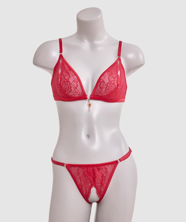 Night Games Bleeding Hearts Crotchless & Cupless Set - Red