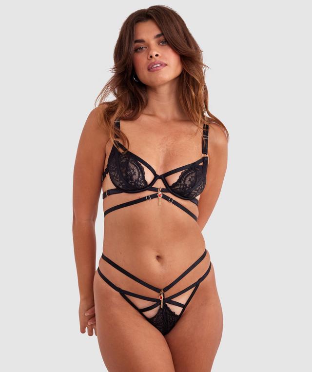 Night Games Bleeding Hearts Soft Cup & Mini V Set - Black