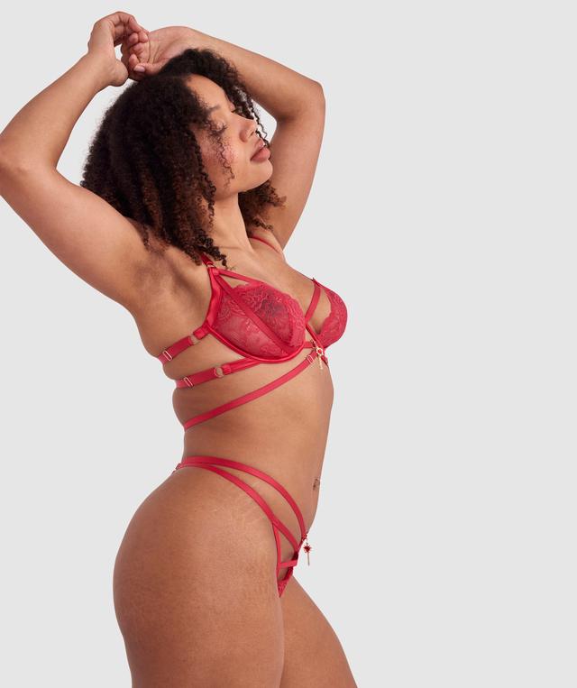 Night Games Bleeding Hearts Soft Cup & Mini V Set - Red