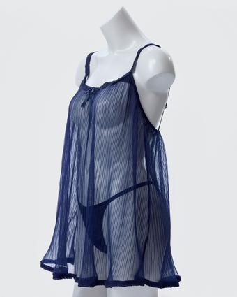 Night Games Blushing Slip & String Set - Navy