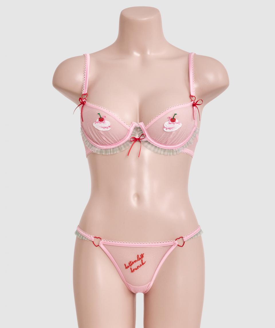 Night Games Bottomless Brunch Ouvert Brief - Light Pink/ Mint Green