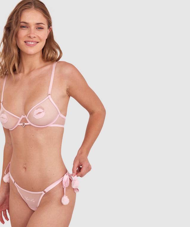 Night Games Candy Shop Unlined Bra & String Set - Blush Pink