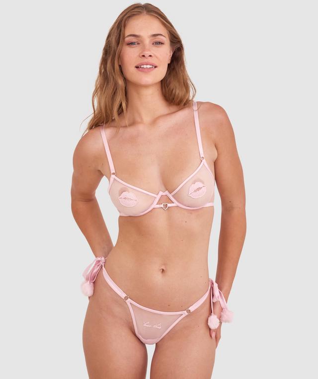 Night Games Candy Shop Unlined Bra & String Set - Blush Pink