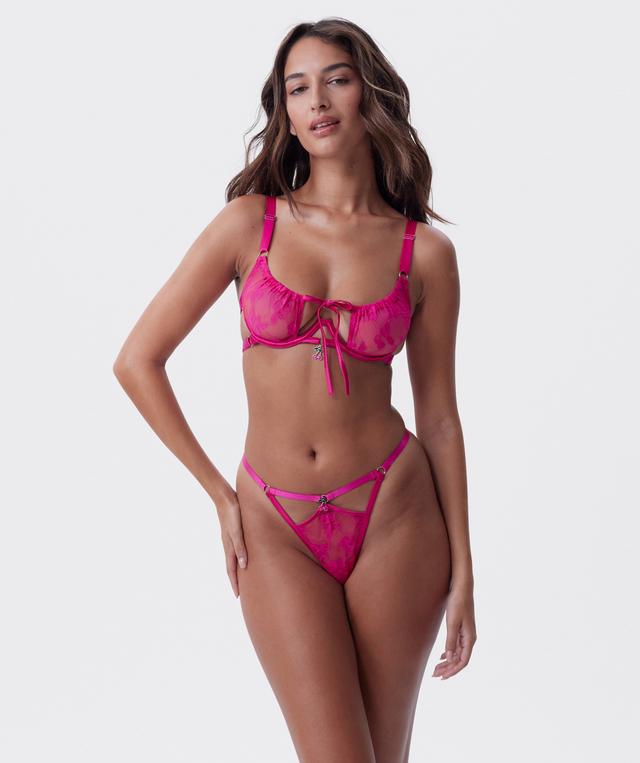 Night Games Cherry Delight Underwire & String Set - Dark Pink