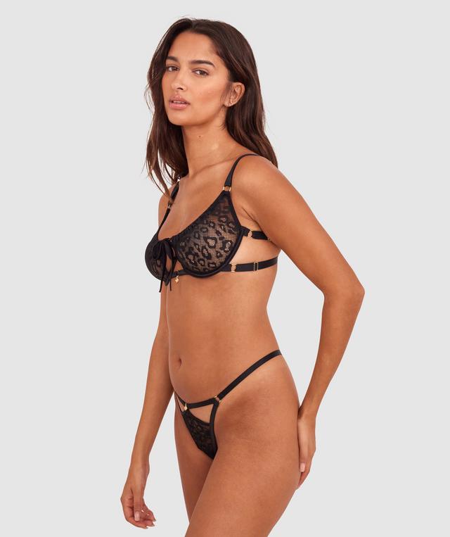 Night Games Cherry Delight Unlined Bra & String Set - Black