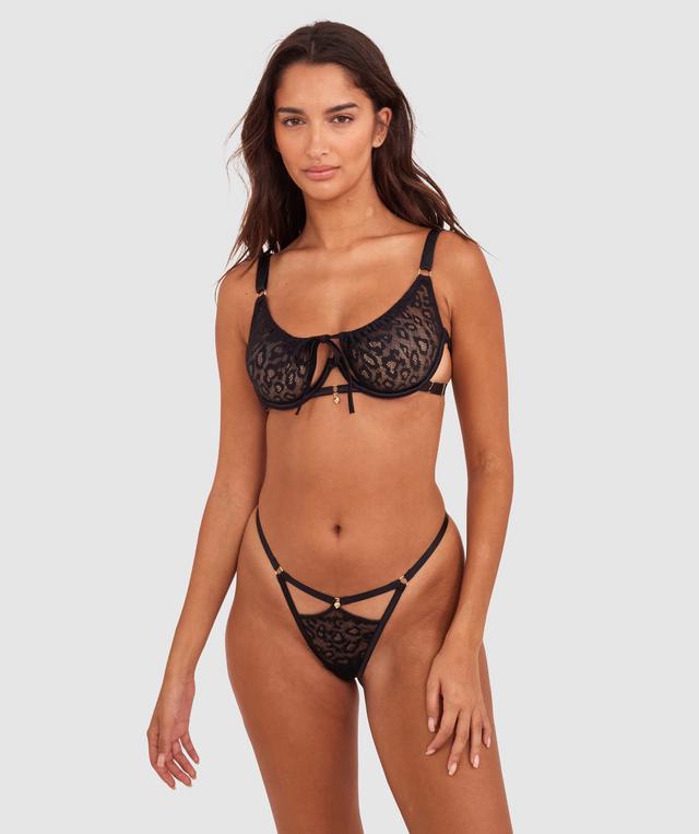 Night Games Cherry Delight Unlined Bra & String Set - Black