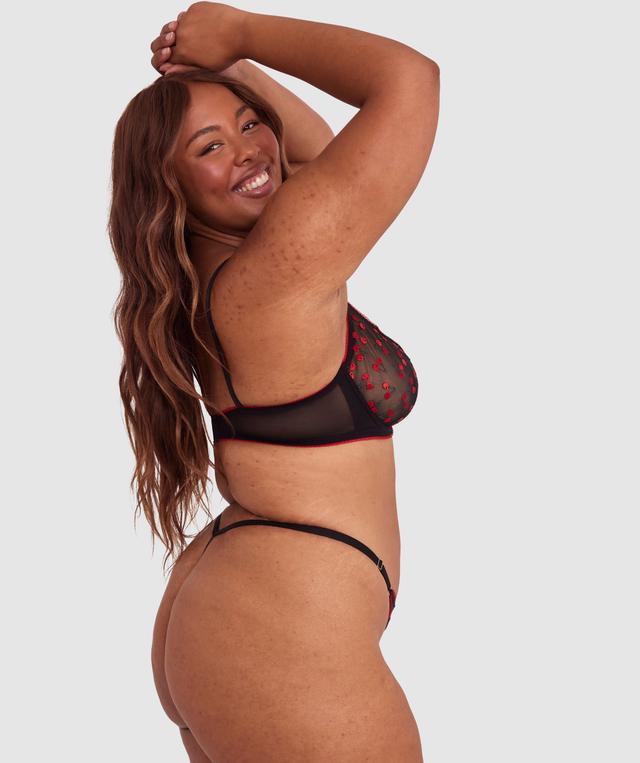 Night Games Cherry Pop Underwire & Mini V Set - Black